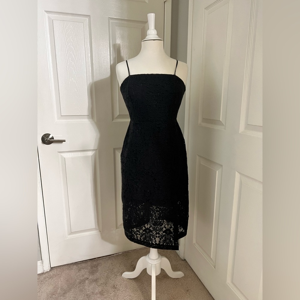 Structured black lace dress